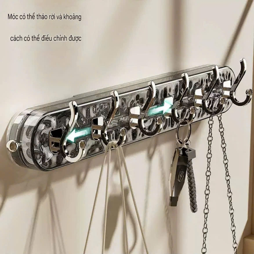 Thanh treo đồ có 6 móc di chuyển kiểu hút tường