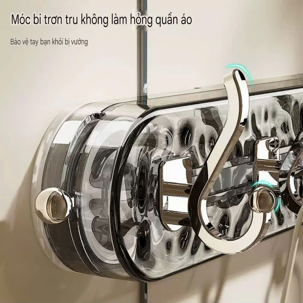Thanh treo đồ có 6 móc di chuyển kiểu hút tường