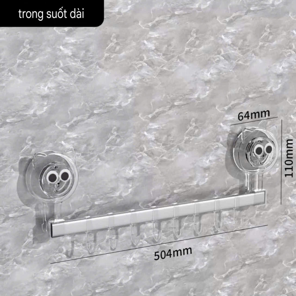 Thanh treo đồ có 8 móc kiểu hút tường