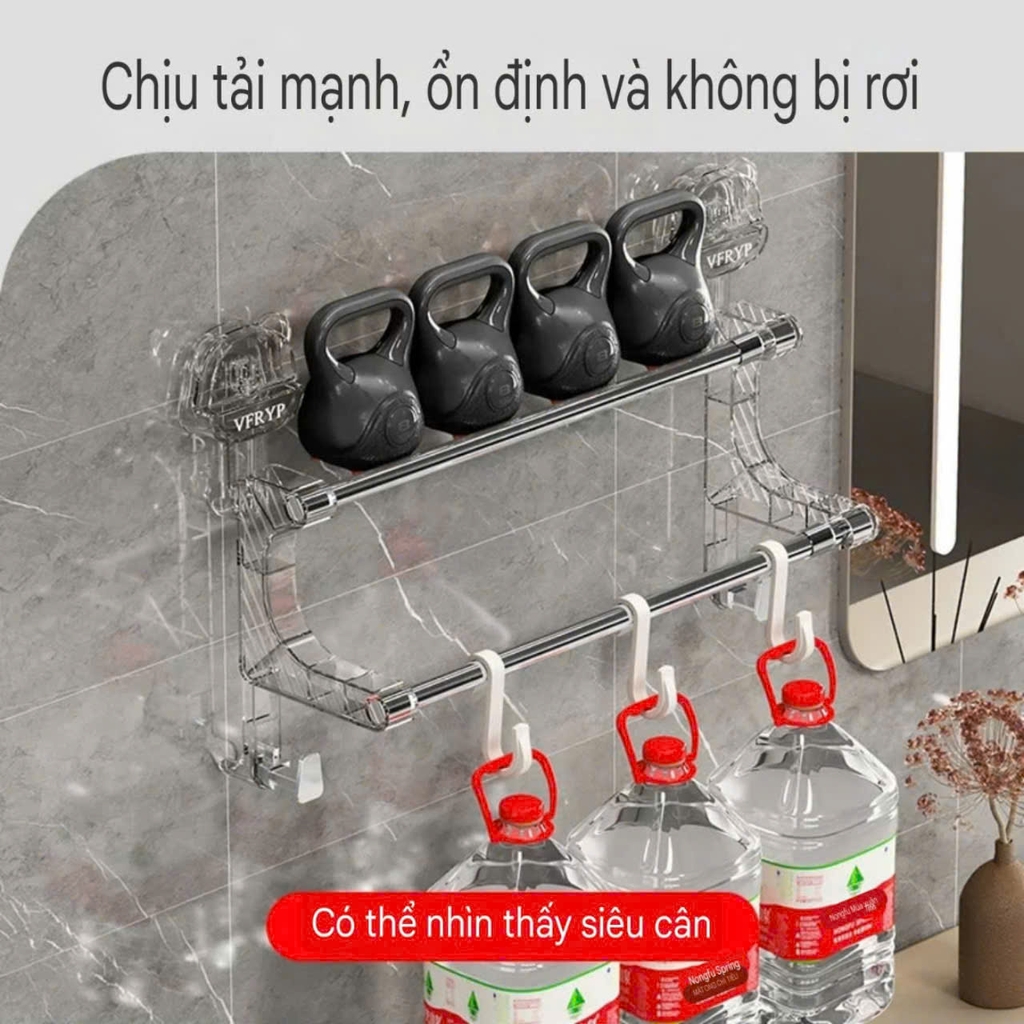 Thanh treo khăn kiểu 2 tầng đế hút tường hình gấu