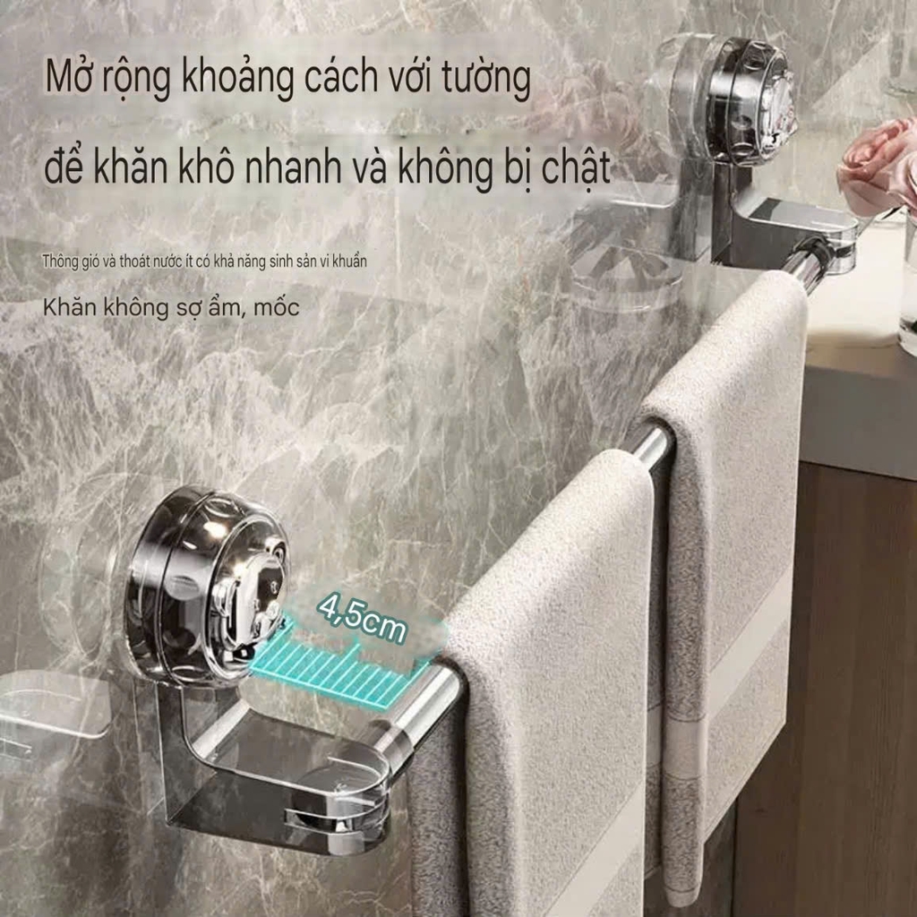 Thanh treo khăn chỉnh kích thước kiểu hút tường