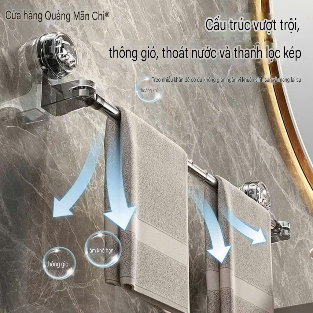 Thanh treo khăn chỉnh kích thước kiểu hút tường