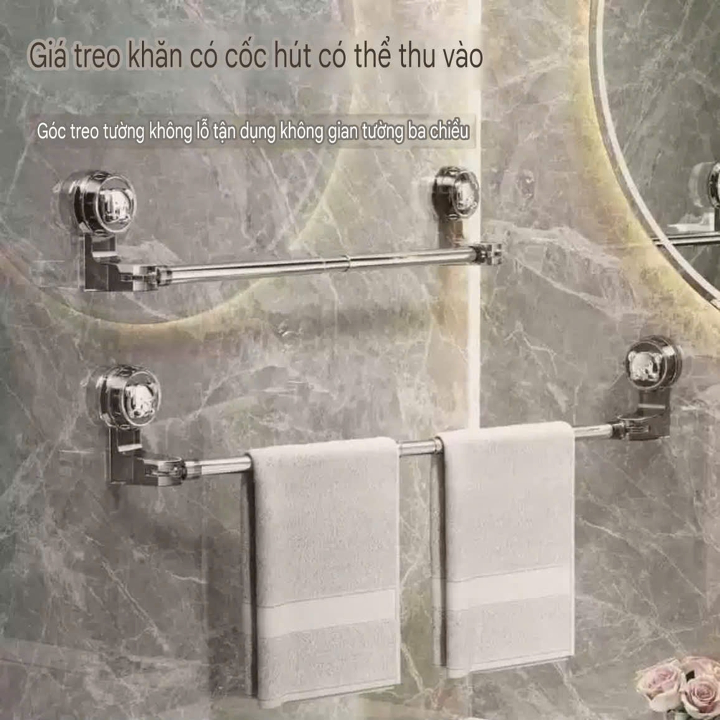 Thanh treo khăn chỉnh kích thước kiểu hút tường
