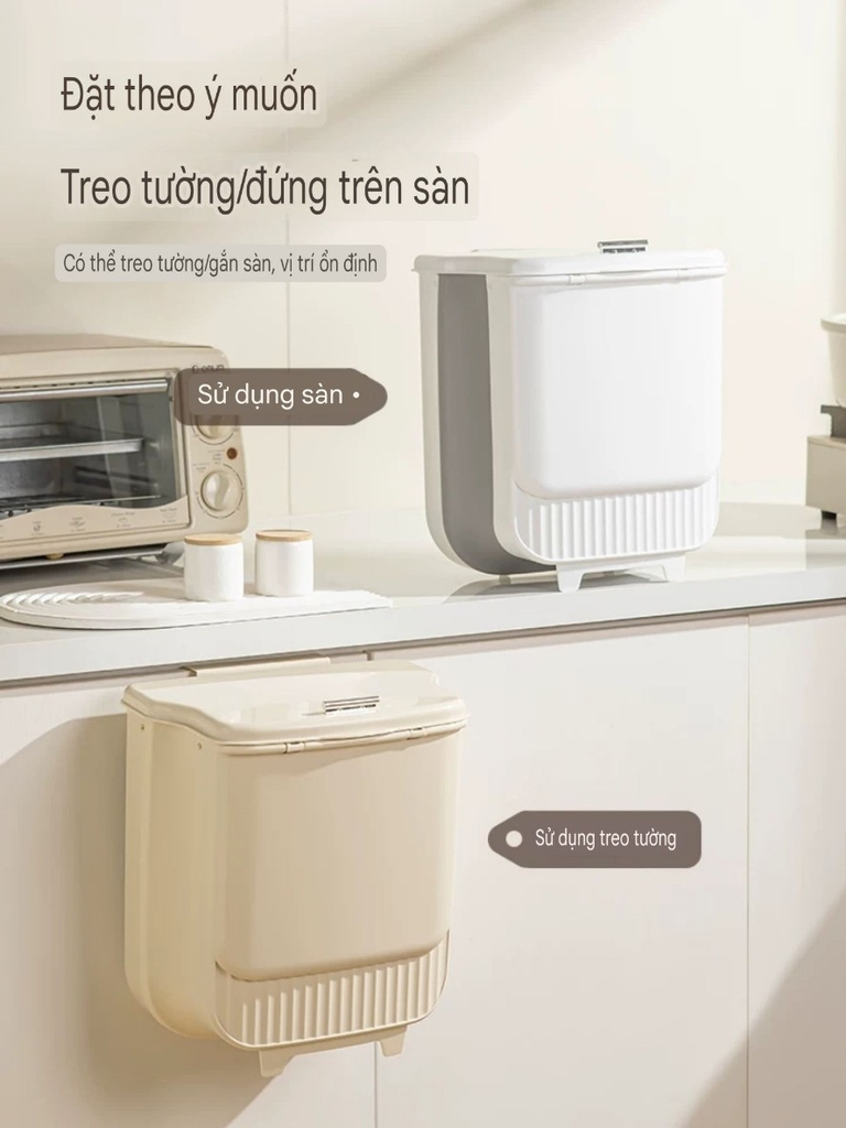 Thùng rác mini treo cánh cửa bếp kiểu xếp gọn