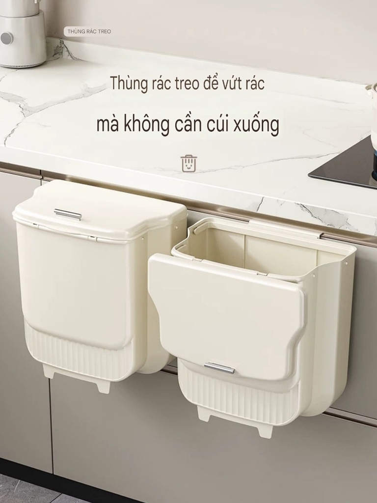 Thùng rác mini treo cánh cửa bếp kiểu xếp gọn