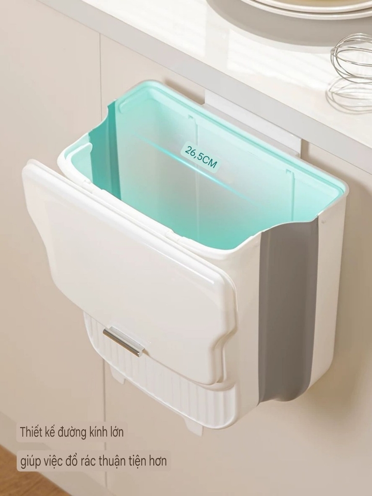 Thùng rác mini treo cánh cửa bếp kiểu xếp gọn