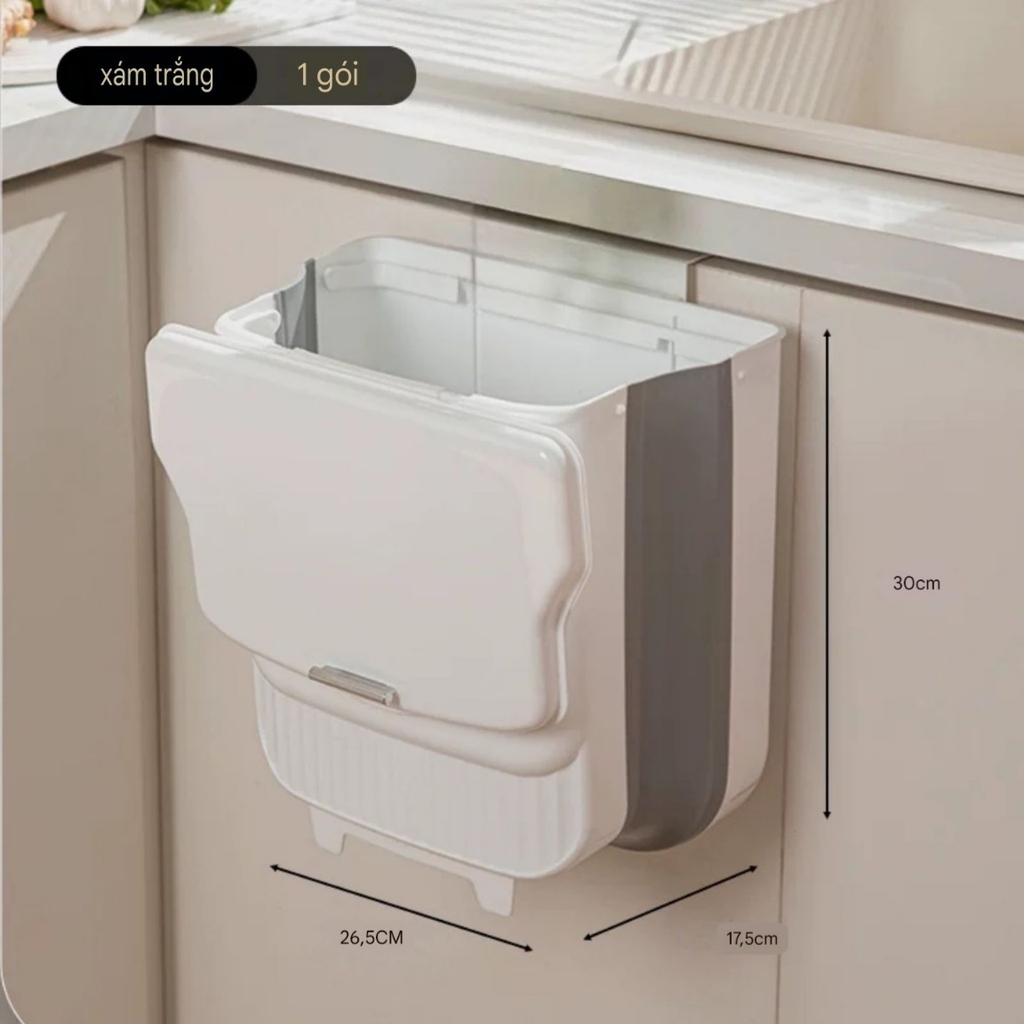 Thùng rác mini treo cánh cửa bếp kiểu xếp gọn