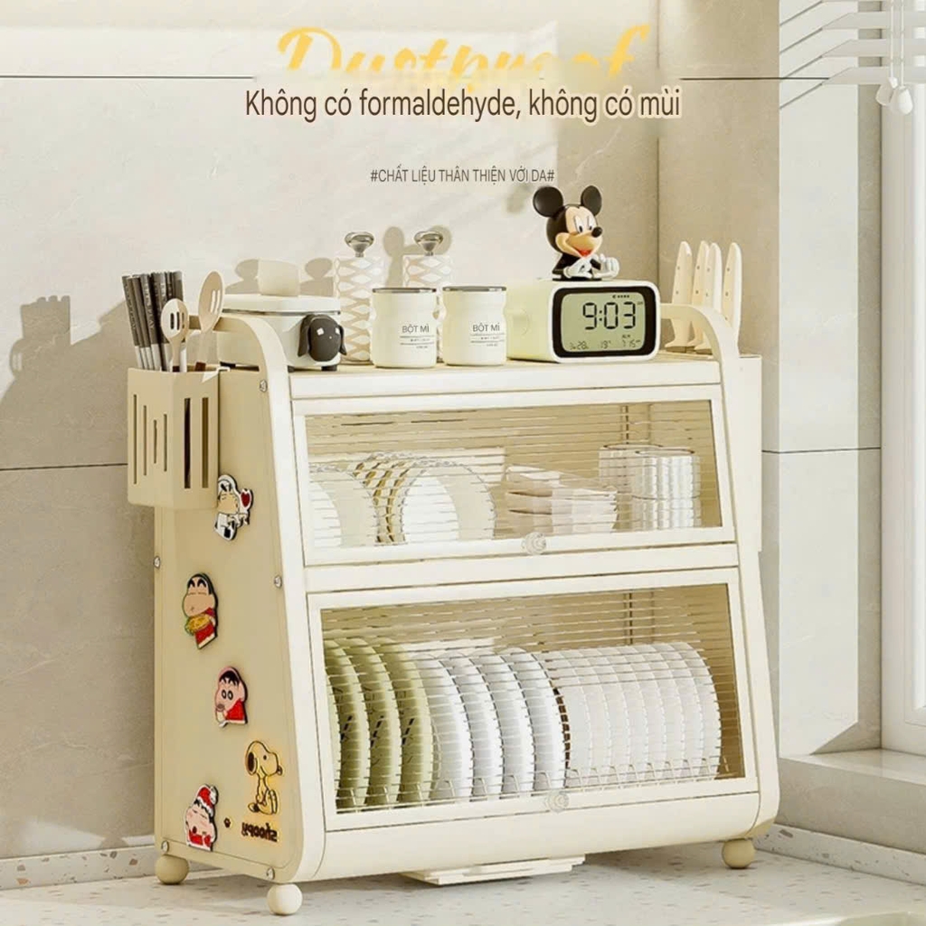 Tủ 2 tầng úp chén dĩa và để dao muỗng đũa