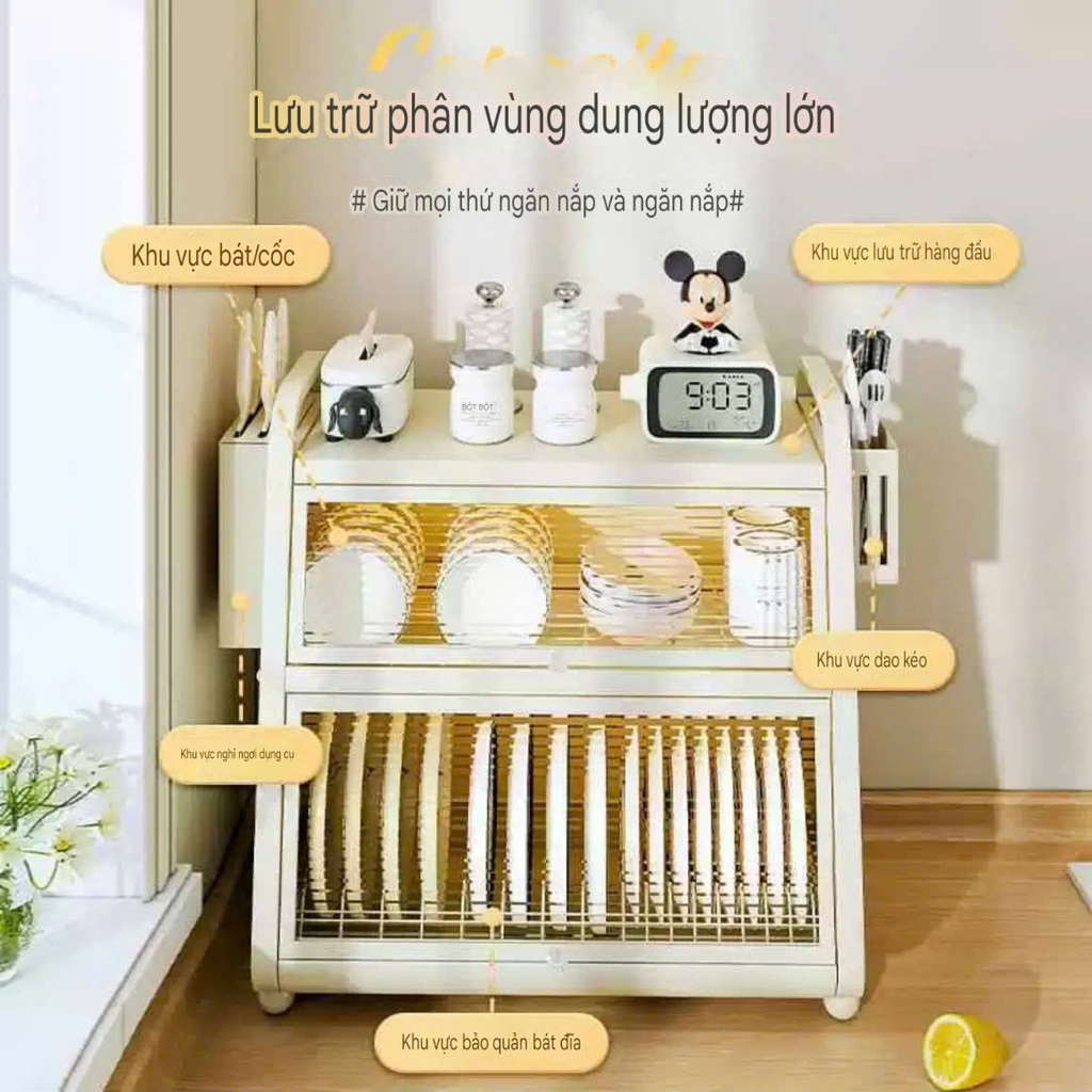 Tủ 2 tầng úp chén dĩa và để dao muỗng đũa