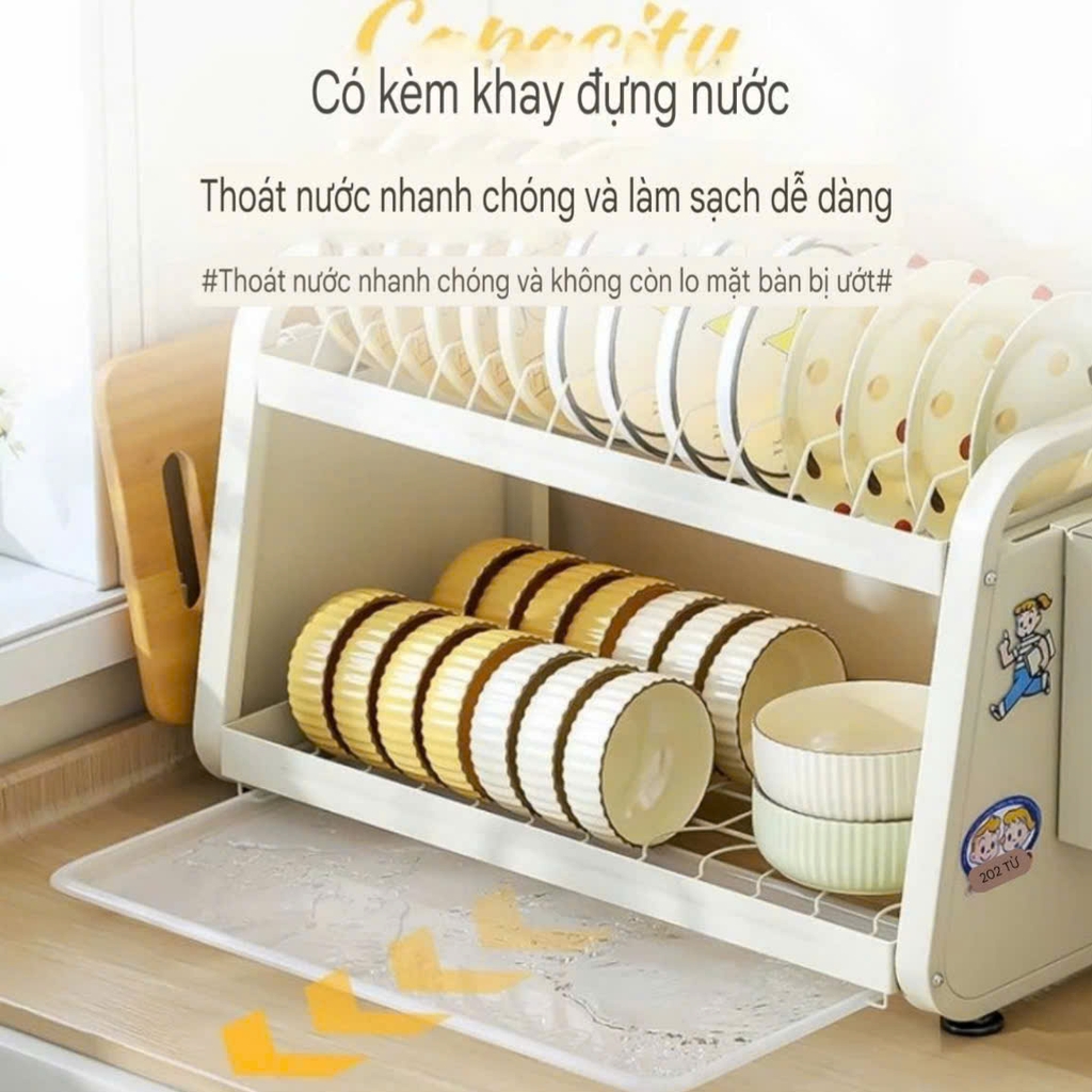 Tủ 2 tầng úp chén dĩa và để muỗng đũa