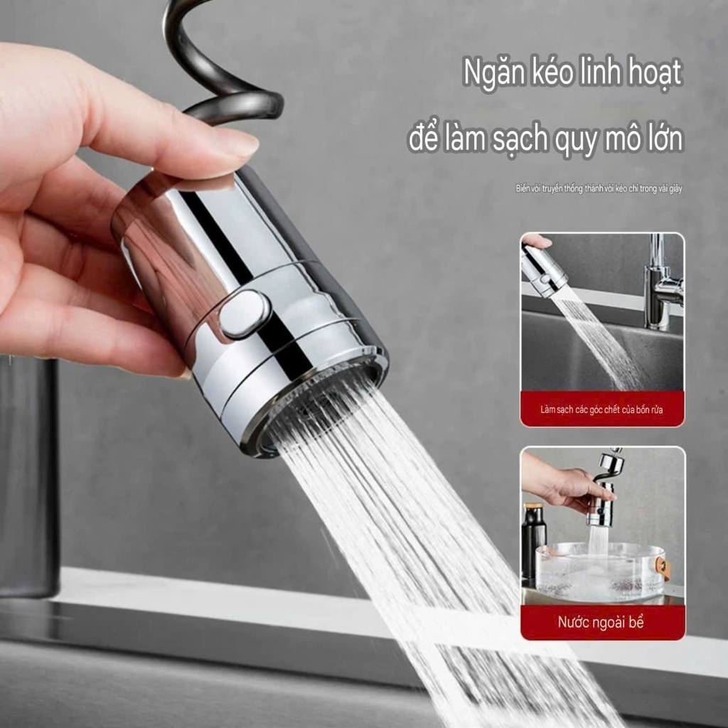 Vòi nối tăng áp rửa chén có dây dẫn nước kéo dài