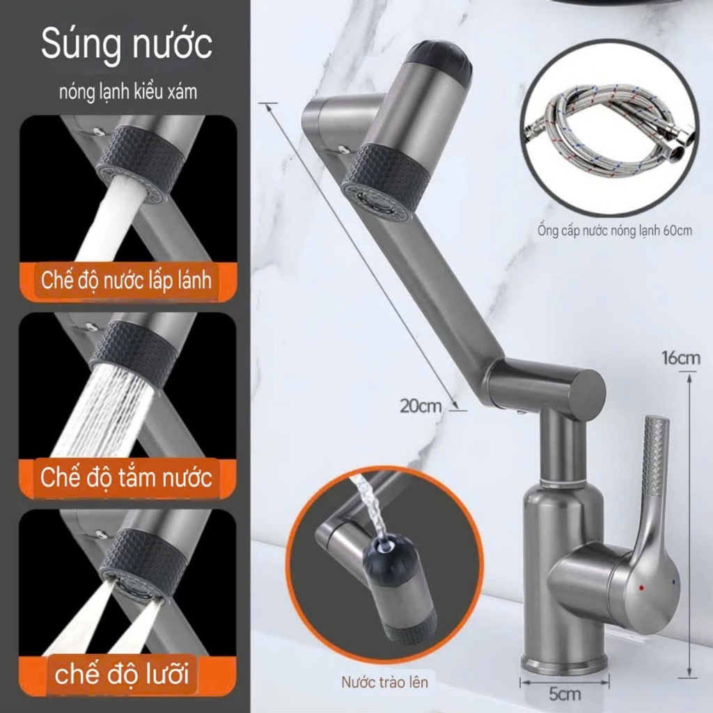 Vòi rửa mặt đa năng 3 chế độ phun nước