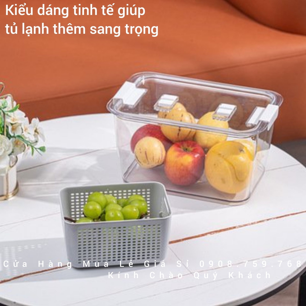 Combo 2 Hộp Đựng Trái Cây Thực Phẩm 2 Lớp - Để Ngăn Tủ Lạnh - Chất Liệu Nhựa Cao Cấp - Đẹp Bóng Như Rương