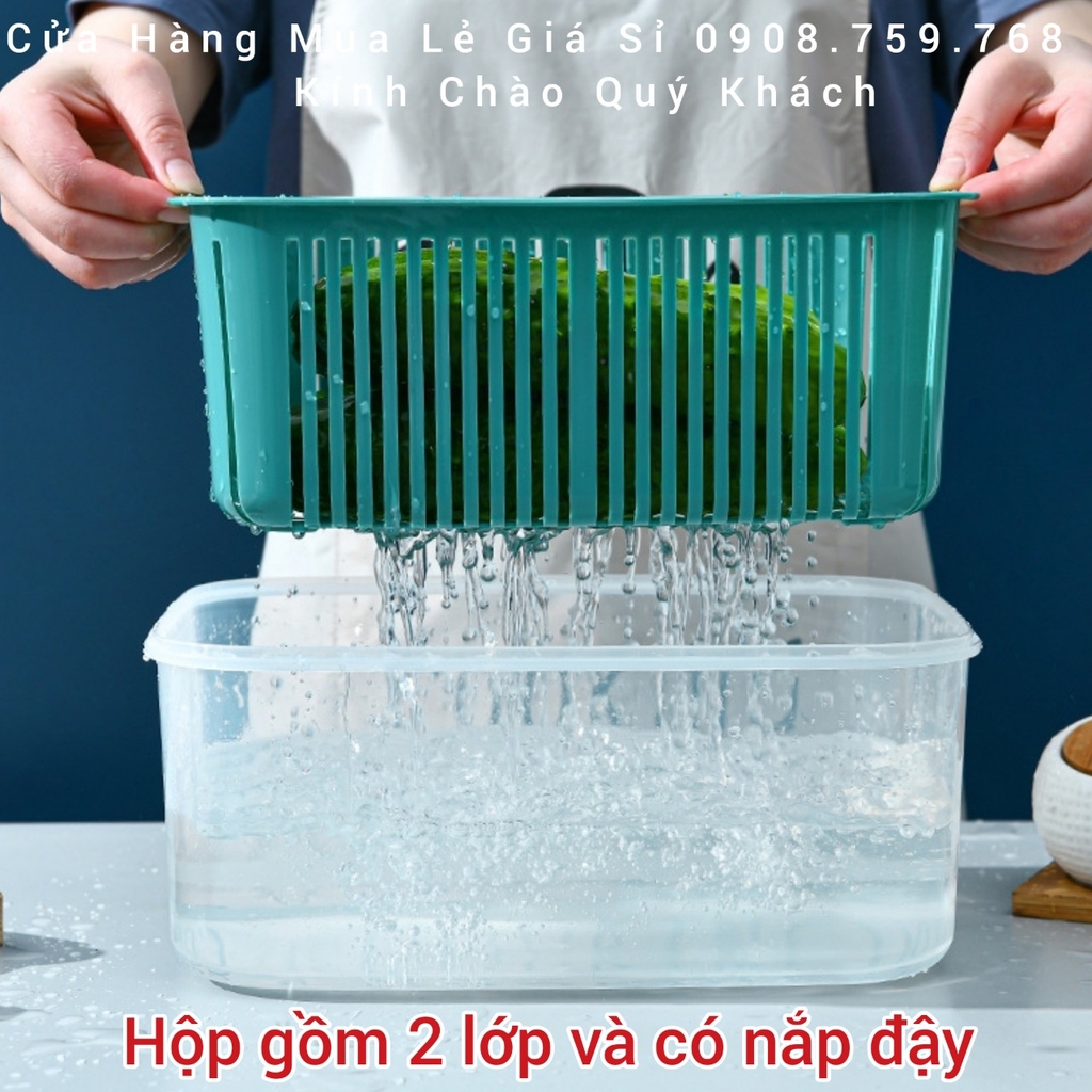 Hộp Nhựa Đựng Thực Phẩm Bộ 5 Món Kèm Rổ