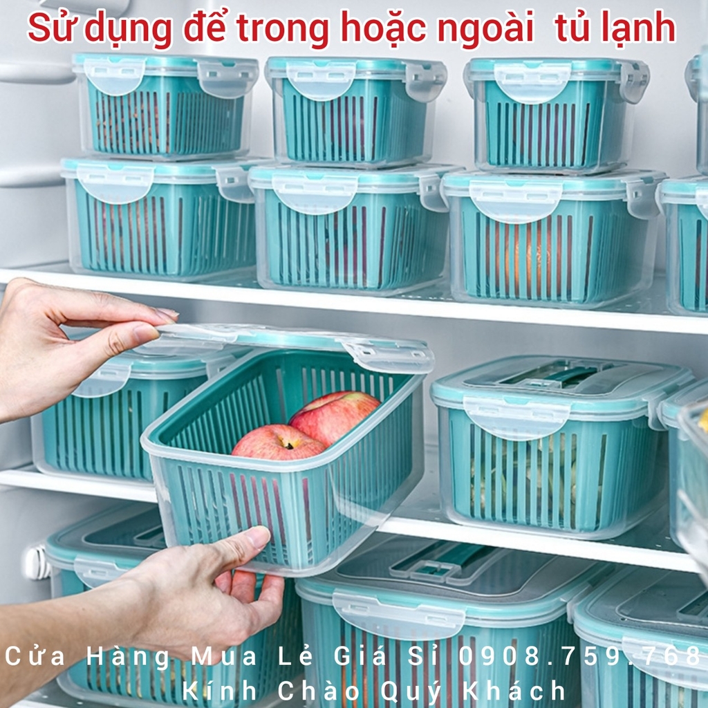 Hộp Nhựa Đựng Thực Phẩm Bộ 5 Món Kèm Rổ