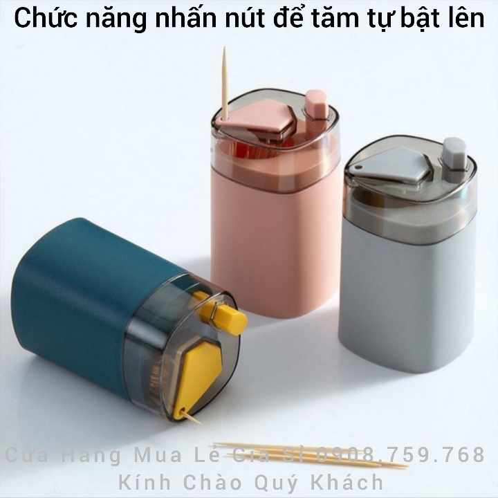 Hộp Đựng Tăm Xỉa Răng Thông Minh Có Nút Nhấn Tự Động Bật Tăm Lên