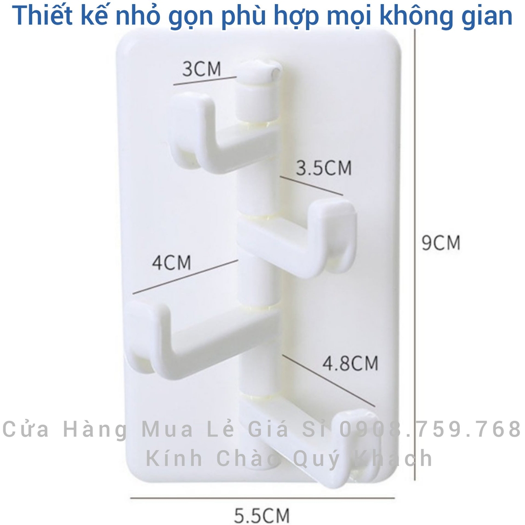 Combo 3 Cái Móc Treo Đồ Dán Tường Đa Năng 4 Chấu - Móc Treo Chìa Khóa, Vật Dụng Quần Áo Tiện Lợi
