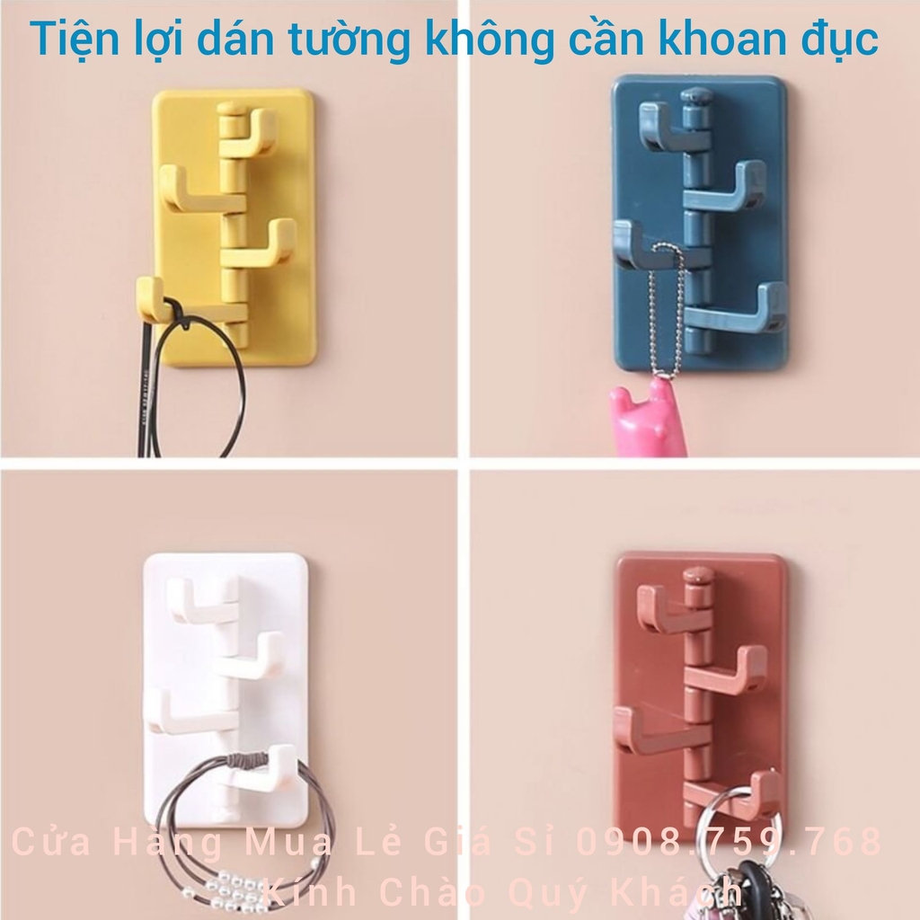 Combo 3 Cái Móc Treo Đồ Dán Tường Đa Năng 4 Chấu - Móc Treo Chìa Khóa, Vật Dụng Quần Áo Tiện Lợi