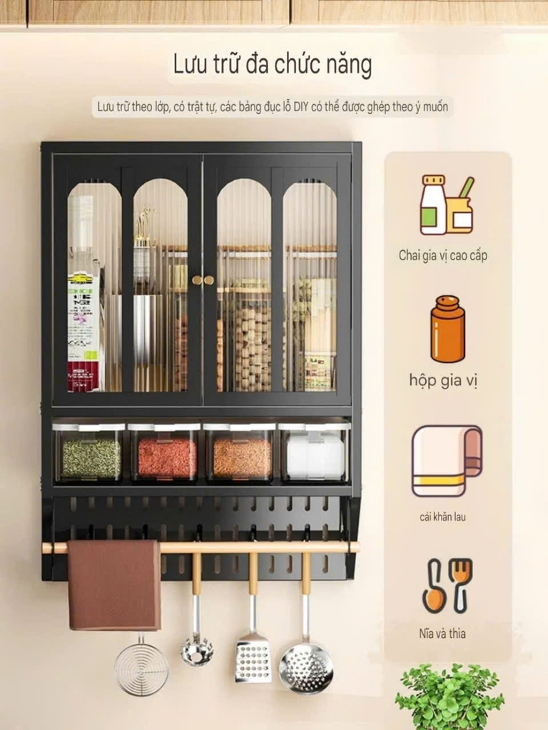 Tủ để đồ nhà bếp kiểu dán tường