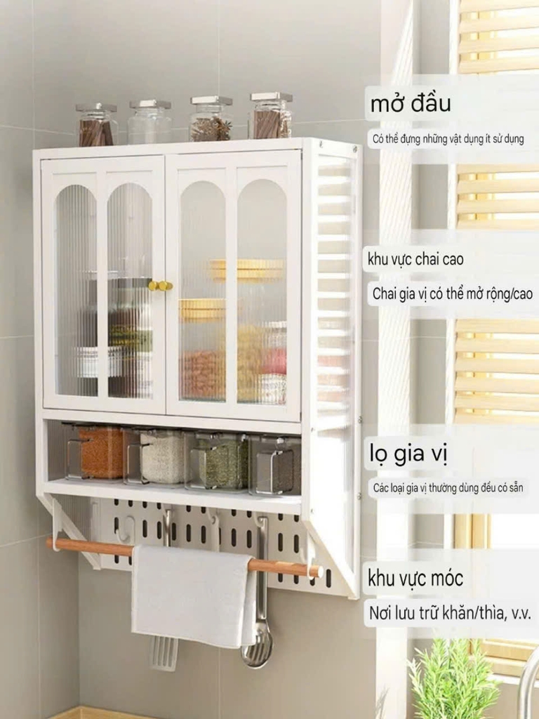 Tủ để đồ nhà bếp kiểu dán tường