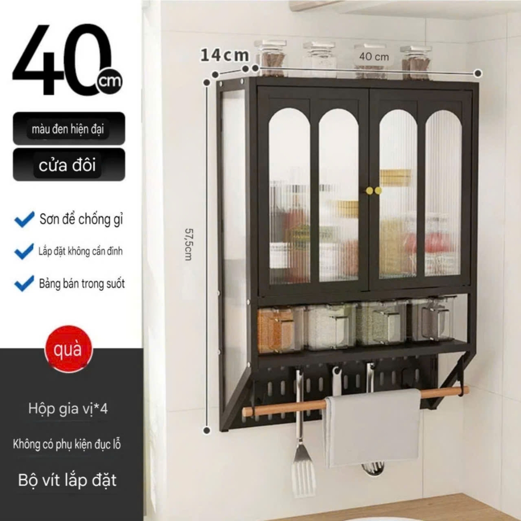 Tủ để đồ nhà bếp kiểu dán tường