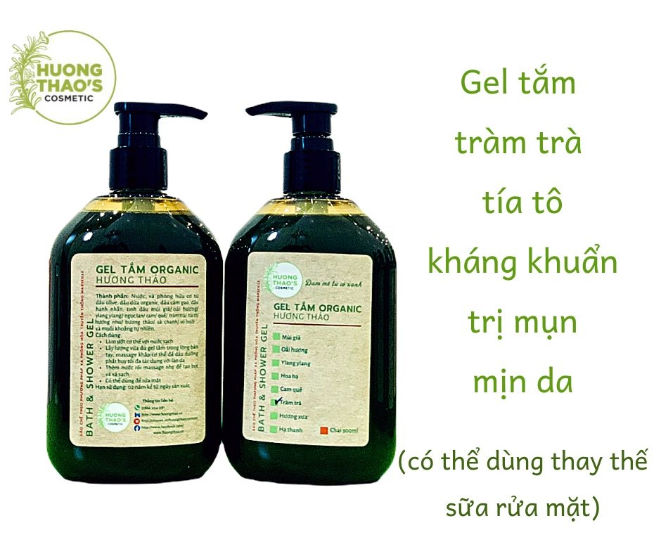 Gel tắm Tràm Trà Tía Tô kháng khuẩn ngừa mụn mịn da chai 300ml