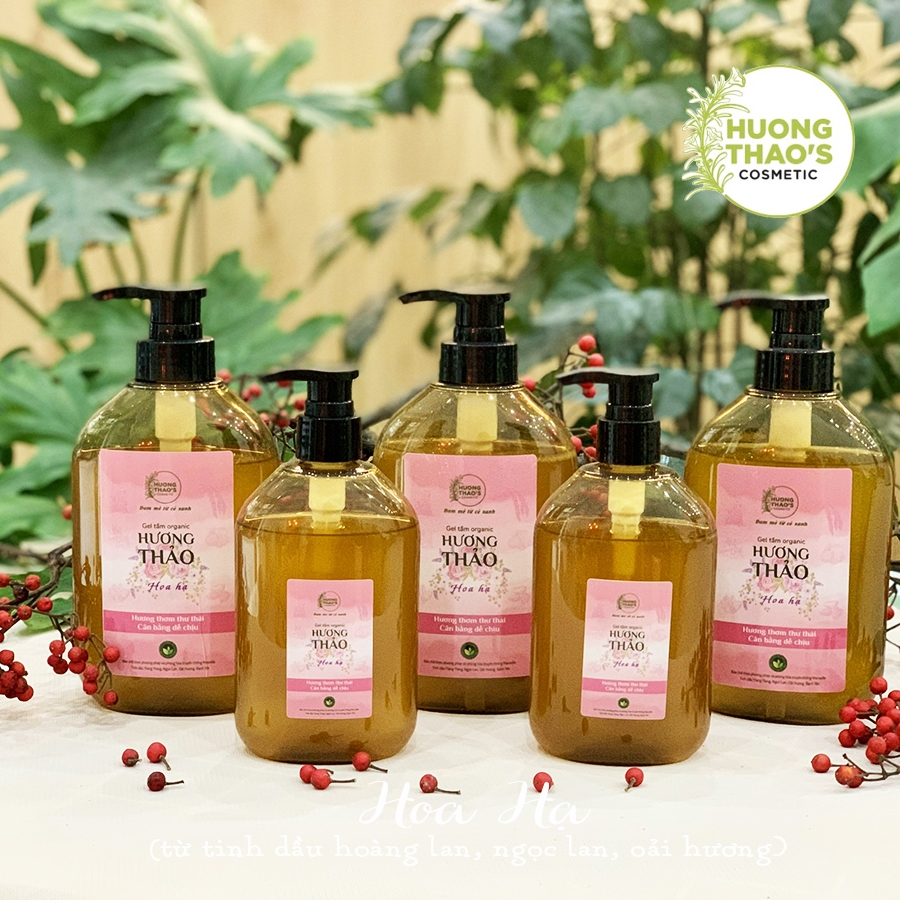 Gel tắm organic Hương Thảo - Hoa Hạ với tinh dầu hoa hoàng lan, ngọc lan thơm mát, làm sạch và dưỡng ẩm dịu nhẹ, chai 300ml
