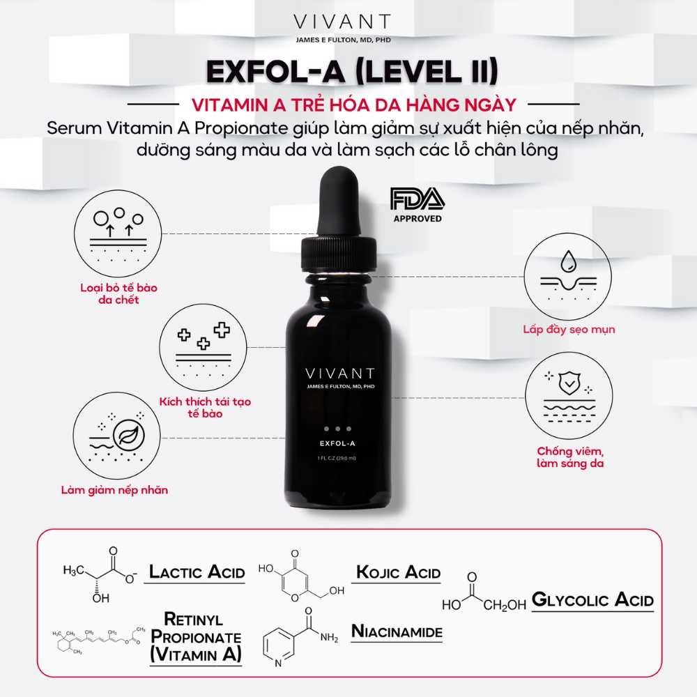 Vivant Exfol-A – Serum Tái Tạo Da, Trị Mụn Và Chống Lão Hóa Cấp Độ II