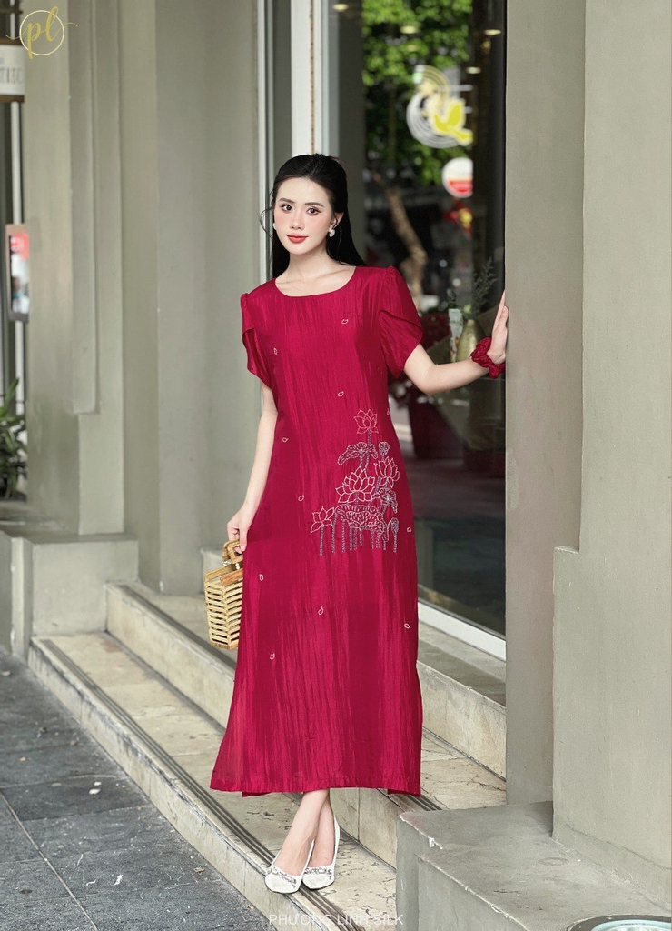 Váy 2 dây linen vải ghép - Tôi tái sinh