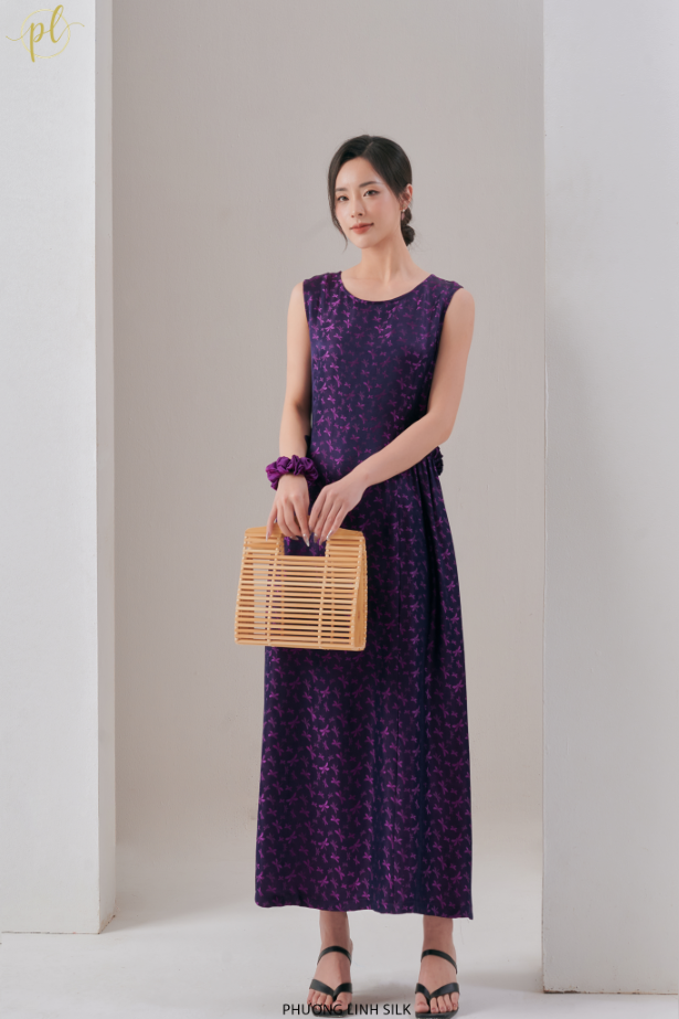 Váy Liền Lụa Tơ Tằm Jacquard Kiểu Pháp Cao Cấp Váy Dài Lụa Satin Ngắn Tay  Cổ Chữ V Giảm Eo Mẫu Mới 2023 | Lazada.vn
