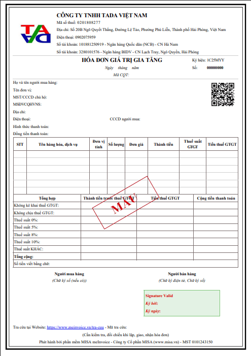 Hóa đơn mẫu - Wifididong.vn