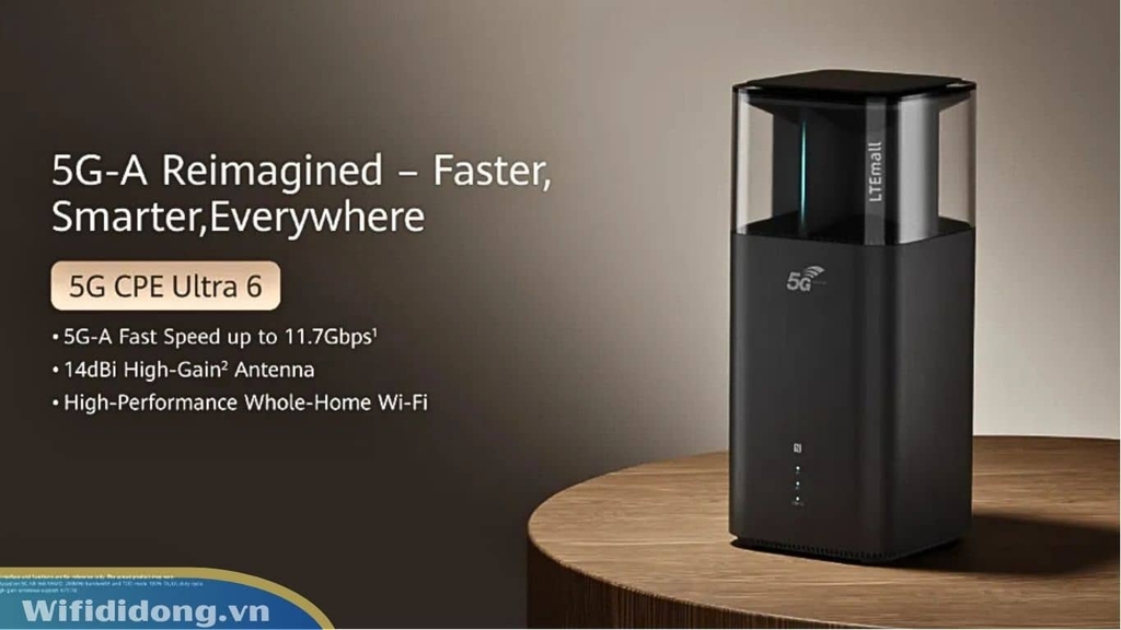 Huawei H168-383 | Bộ phát WiFi 5G Advanced, Wi-Fi 7 tốc độ 11.7Gbps, Anten 14dBi, 192 thiết bị kết nối | Hàng chính hãng