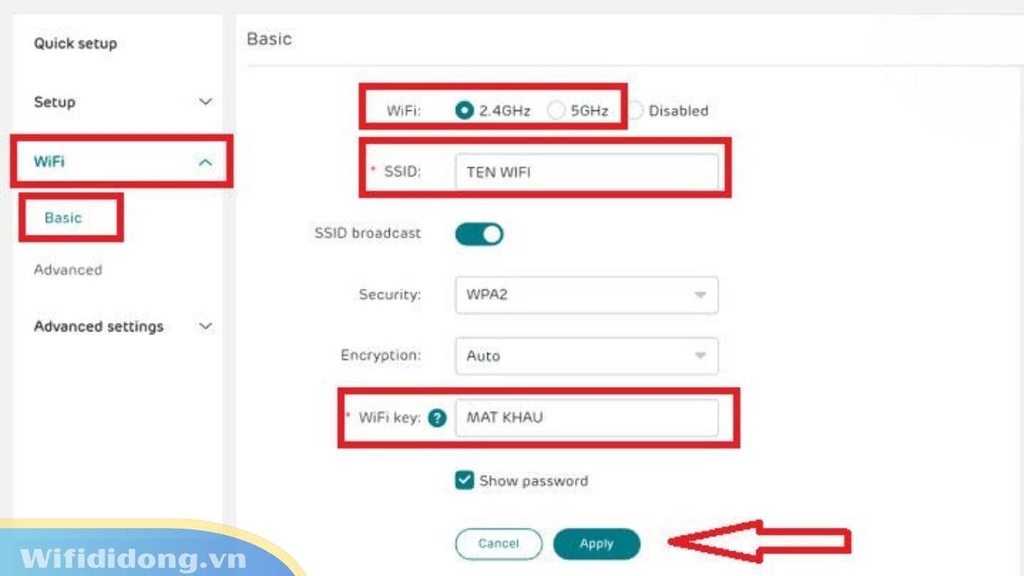 Hướng Dẫn Cài Đặt Tên & Mật Khẩu WiFi Alcatel EE70, EE120 Chi Tiết