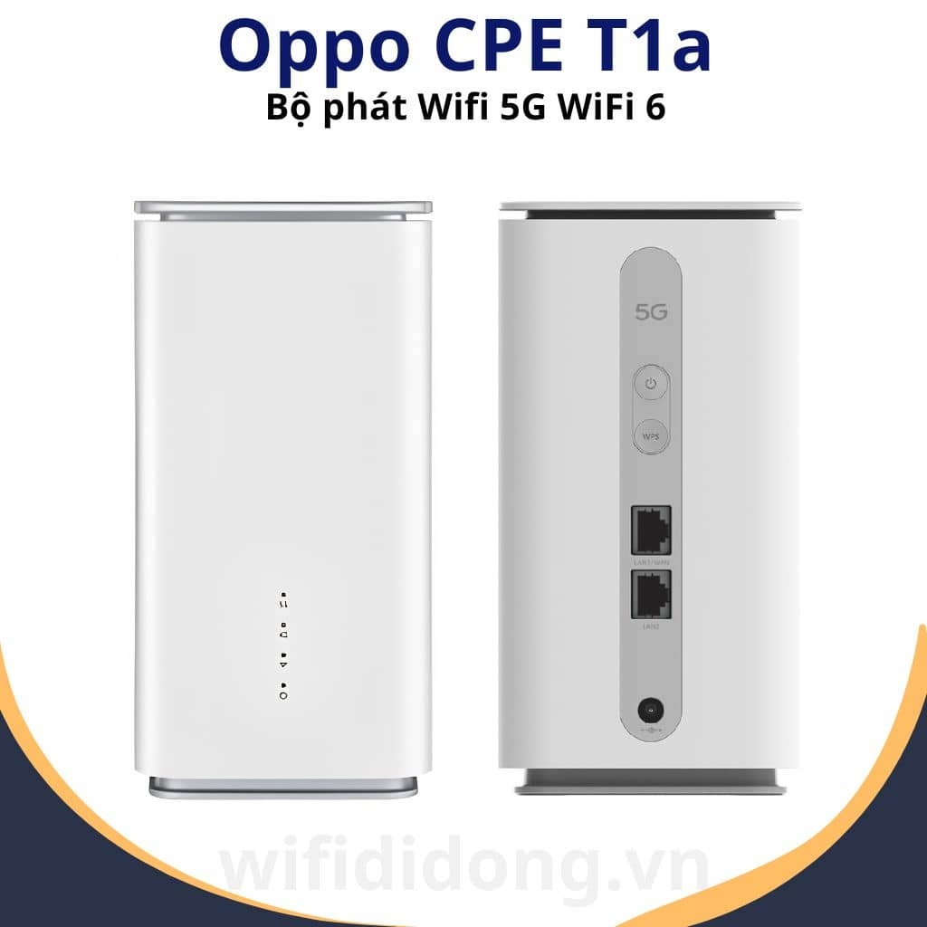 Oppo CPE T1a | Bộ phát WiFi 5G Wi-Fi 6 AX1800, Chip Qualcomm X55, Tốc độ 4.1Gbps, Công nghệ Anten O-Reserve | Hàng chính hãng