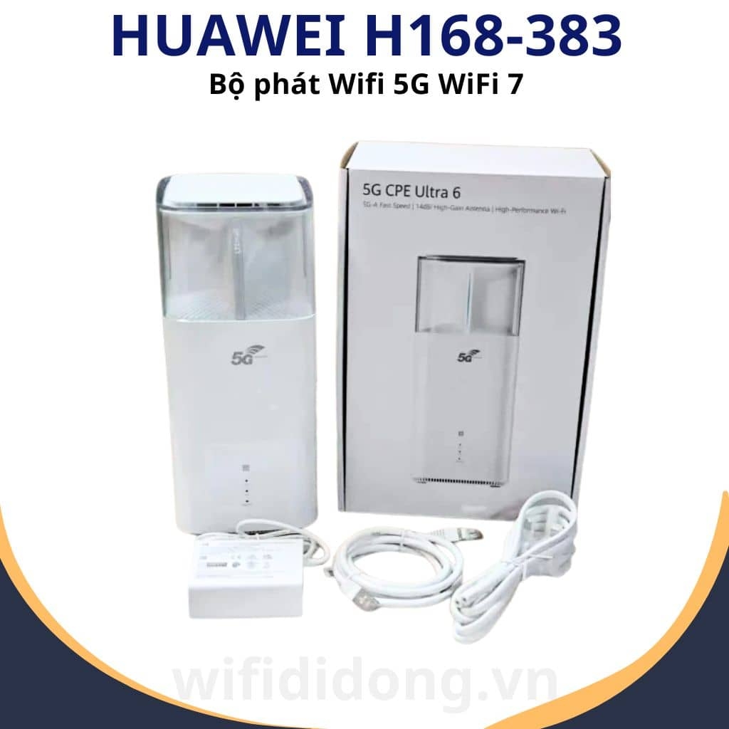 Huawei H168-383 | Bộ phát WiFi 5G Advanced, Wi-Fi 7 tốc độ 11.7Gbps, Anten 14dBi, 192 thiết bị kết nối | Hàng chính hãng