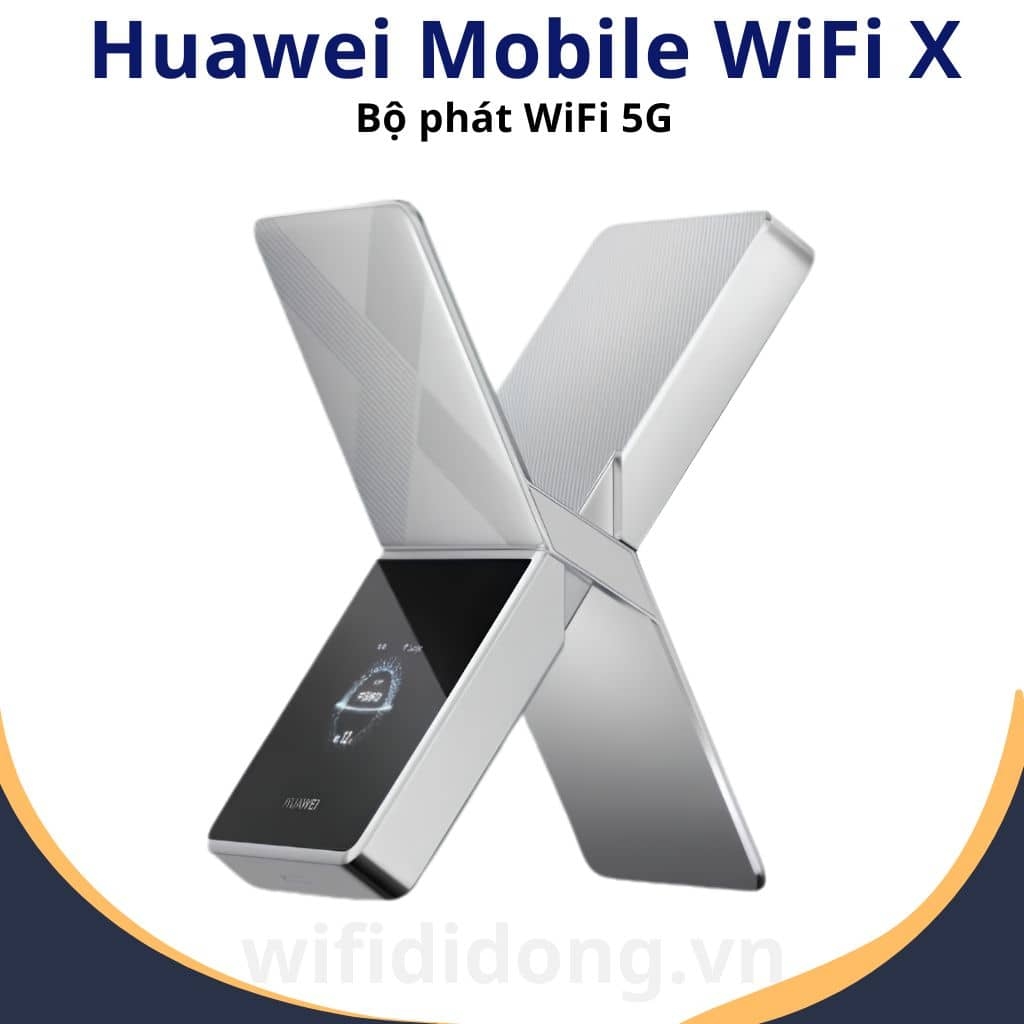 Bộ phát WiFi 5G Huawei Mobile WiFi X | Router WiFi 5G 5.3Gbps, Pin 12000mAh, Ăng-ten 360°, hỗ trợ Livestream 4K mượt mà | Hàng chính hãng