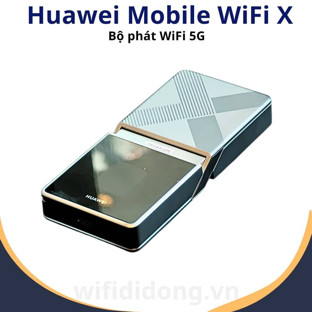 Bộ phát WiFi 5G Huawei Mobile WiFi X | Router WiFi 5G 5.3Gbps, Pin 12000mAh, Ăng-ten 360°, hỗ trợ Livestream 4K mượt mà | Hàng chính hãng