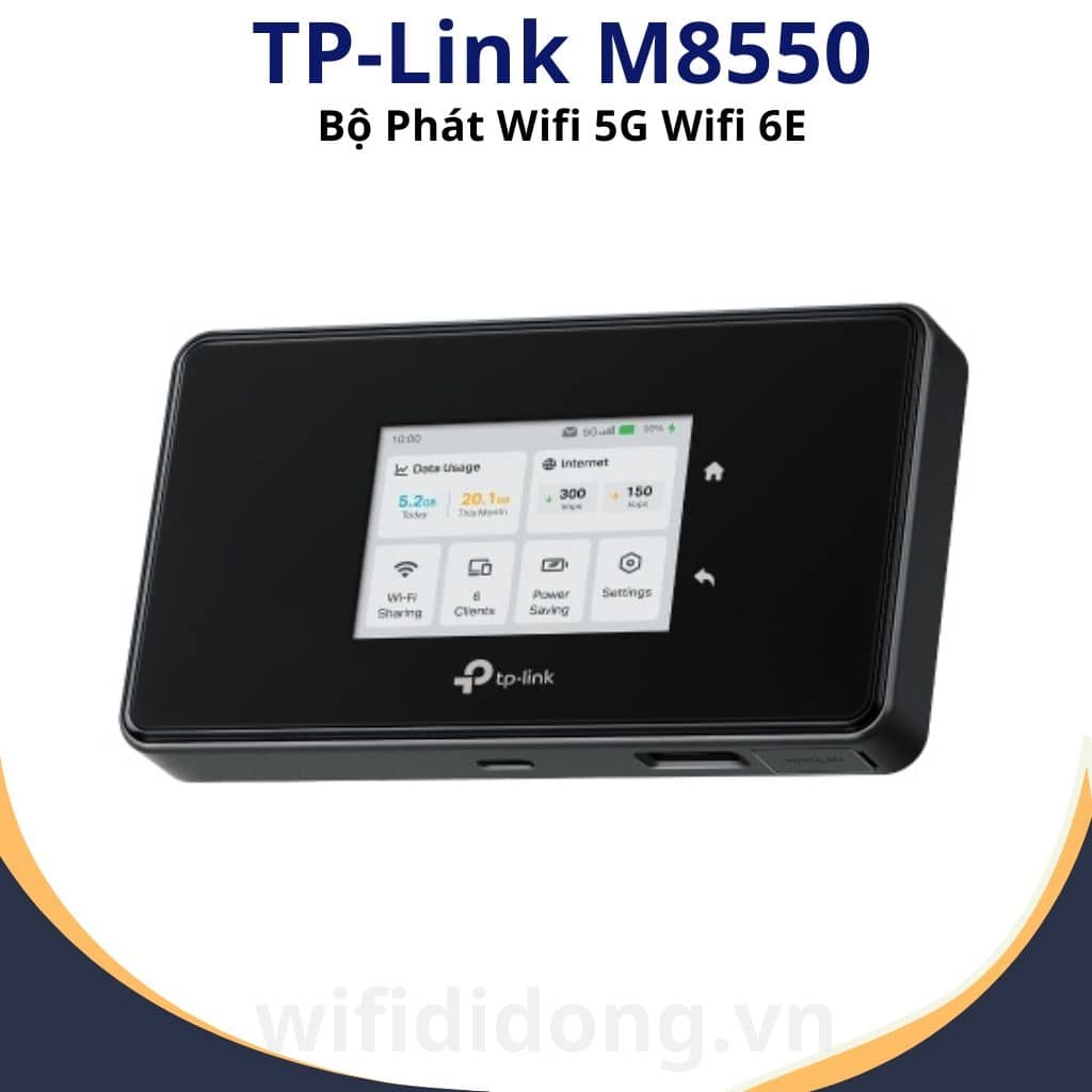 Bộ Phát WiFi 5G TP-Link M8550 | Bộ Phát WiFi Di Động 5G WiFi 6E AXE3600, Kểt Nối 64 Thiết Bị, Pin Lớn 4700mAh | Hàng Chính Hãng