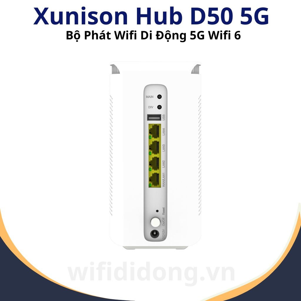 Bộ Phát Wifi 5G Xunison Hub D50  Bộ Phát Wifi 5G Wifi 6 Tốc Độ Vượt Trôi 2.5Gbps, Kết Nối Linh Hoạt, Hỗ Trợ SIM 4G  Hàng Chính Hãng