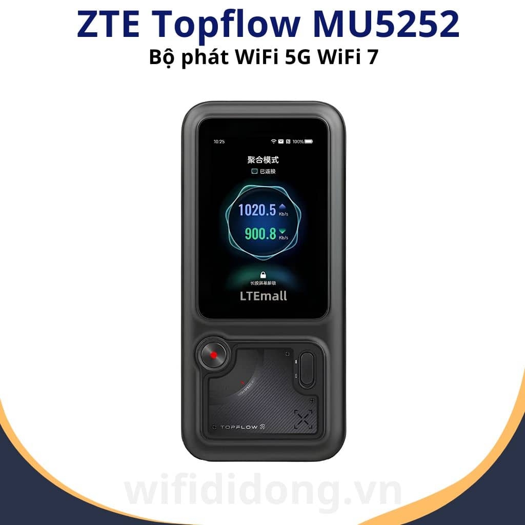 Bộ phát WiFi 5G ZTE Topflow MU5252 | Router WiFi 5G Wi-Fi 7, Chip Qualcomm X75, Gộp 4 Nguồn Mạng AI, Hỗ trợ 64 Thiết Bị | Hàng Chính Hãng