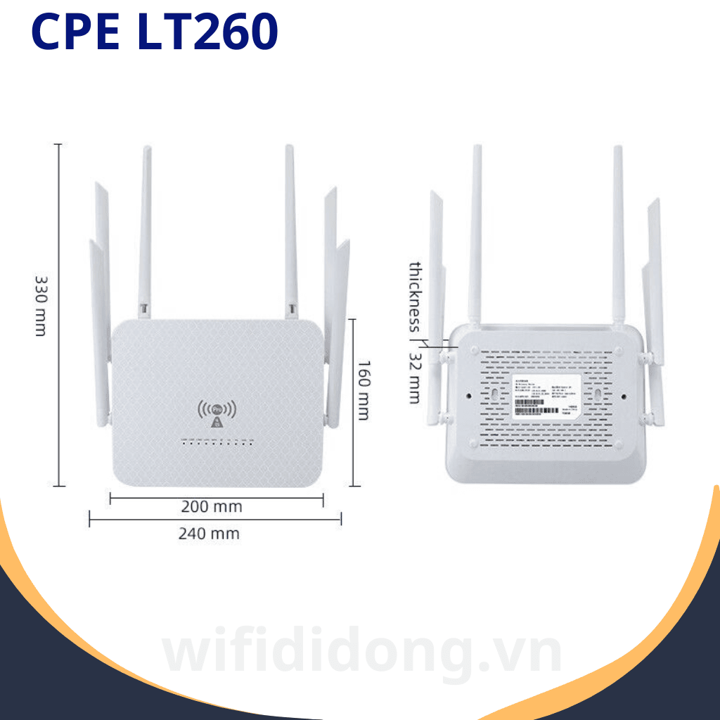 CPE LT260 | Bộ Phát WiFi 4G LTE Cat6, Tốc Độ 1200Mbps, Kết Nối 32 Thiết Bị | Bảo Hành 12 Tháng 1 Đổi 1