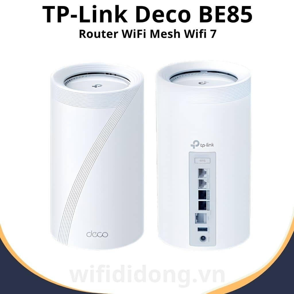 Bộ Router WiFi Mesh TP-Link Deco BE85 (Bộ 2) | WiFi 7 BE22000 Tốc độ 22Gbps, 3 băng tần 6GHz, Cổng 10Gbps, Phủ sóng toàn nhà | Hàng chính hãng
