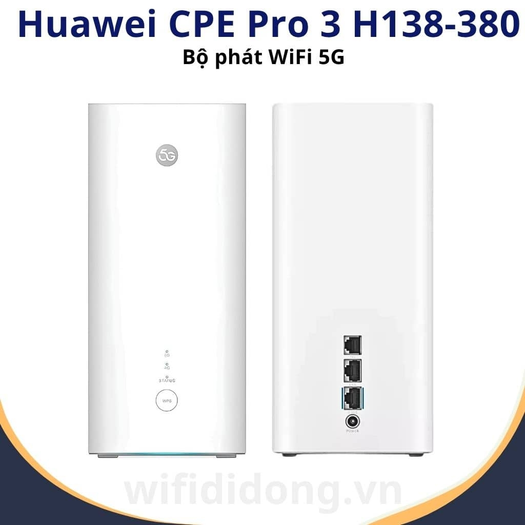 Bộ phát WiFi 5G Huawei CPE Pro 3 H138-380 | Router WiFi 5G WiFi 6, Tốc độ 1.8Gbps, Hỗ trợ 128 thiết bị, Thiết kế sang trọng | Hàng chính hãng