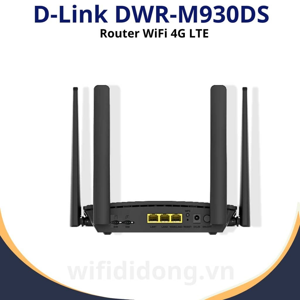 Router WiFi 4G D-Link DWR-M930DS | Router WiFi 4G LTE 2 Khe SIM Tự Động Chuyển, Tốc Độ 150Mbps, Phát Cho 32 Thiết Bị | Hàng Chính Hãng