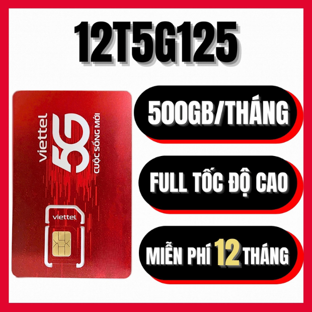 Sim Viettel 12T5G125 - Sim data 5G chỉ dùng internet