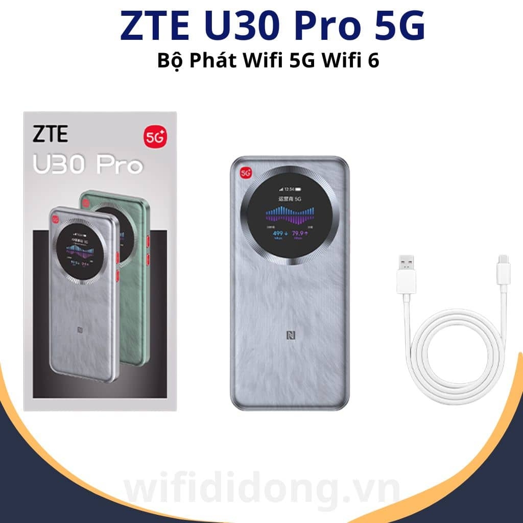Bộ phát WiFi 5G ZTE U30 Pro 5G | Bộ phát WiFi 5G WiFi 6, Tốc độ 2.7gbps, Pin 5.000 mAh | Bảo hành 12 tháng 1 đổi 1