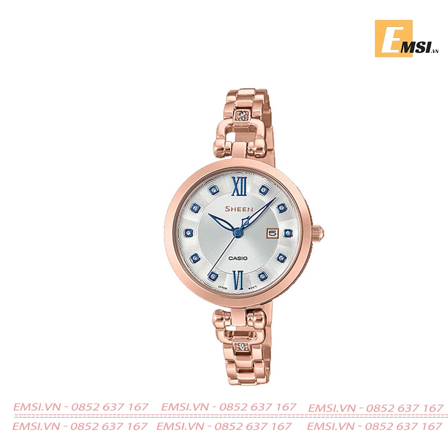 Đồng Hồ Nữ Casio Sheen SHE-4055PG-7A Dây Kim Loại Và Vỏ Mạ Ion Màu Vàng Hồng - Đính Đá Cao Cấp