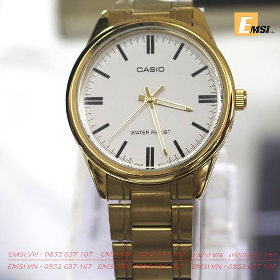 Đồng Hồ Casio Cặp Đôi MTP-V005G-7BUDF & LTP-V005G-7BUDF Dây Kim Loại Mạ Vàng - Chống Nước EMSI.VN