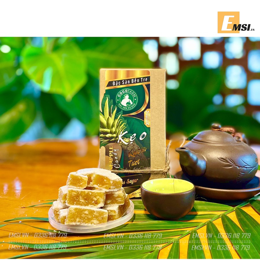 Đặc sản: Kẹo Khóm tươi cuộn bánh tráng