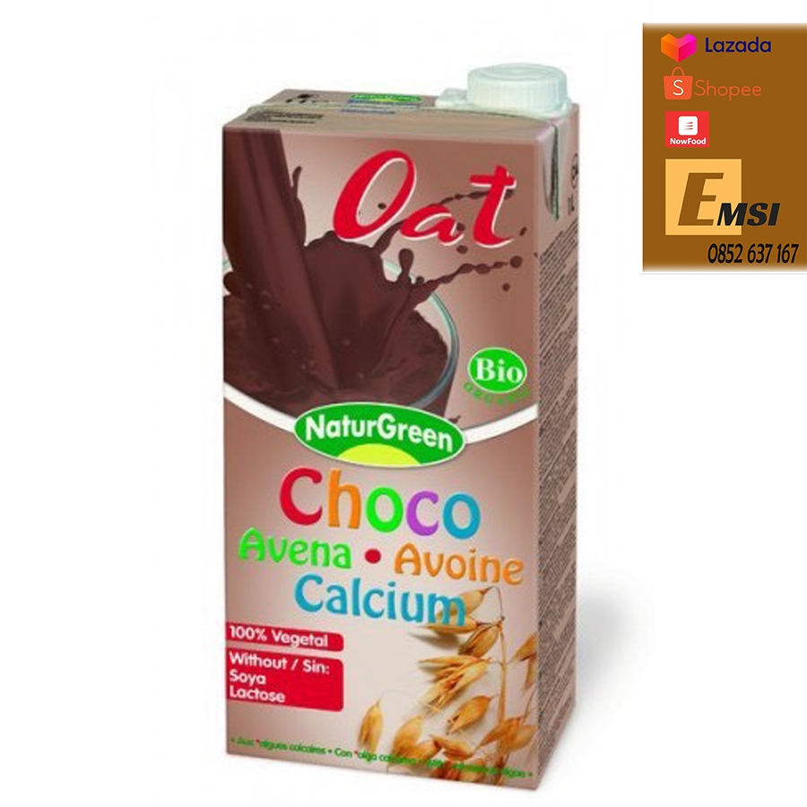 Nước Yến Mạch Cacao Calcium hữu cơ 1L - NATURGREEN